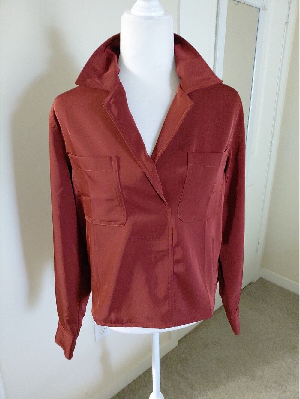 Banana Republic Silky Popover Size S Brick Red EUC #235
